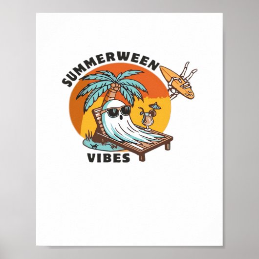 Poster Ambiance drôle de Summerween squelette Vacances d' (Devant)