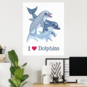 Poster Ambiance familiale des dauphins nager (Bureau à domicile)