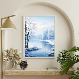 Poster Ambiance hivernale : Paysage du lac gelé