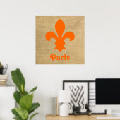 Poster Ambiance parisienne orange Fleur de Lys (Bureau à domicile)