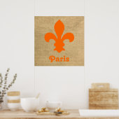 Poster Ambiance parisienne orange Fleur de Lys (Cuisine)