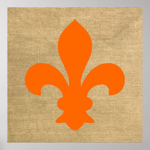 Poster Ambiance parisienne orange Fleur de Lys