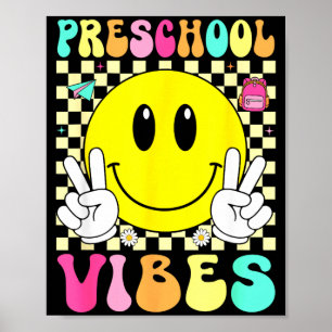 Poster Ambiance préscolaire visage sourire rétro retour à