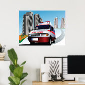 Poster Ambulance Dans La Ville (Bureau à domicile)