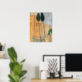 Poster Amedeo Modigliani - Cyprès et maisons à Cagnes (Bureau à domicile)