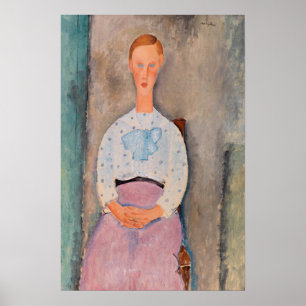 Poster Amedeo Modigliani - Fille au chemisier à pois