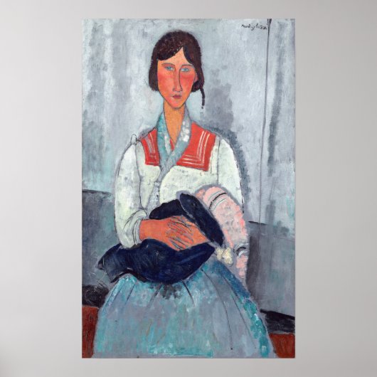 Poster Amedeo Modigliani - Gypsy Woman with Baby (Devant)