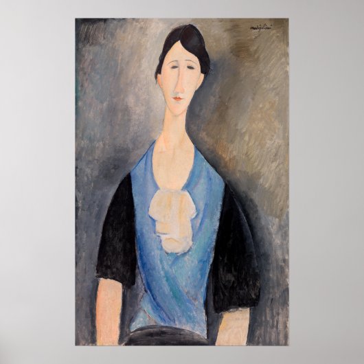 Poster Amedeo Modigliani - Jeune femme en bleu (Devant)