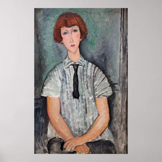 Poster Amedeo Modigliani - Jeune fille dans une blouse ra (Devant)