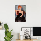 Poster Amedeo Modigliani - Robe de soirée pour filles rou (Bureau à domicile)