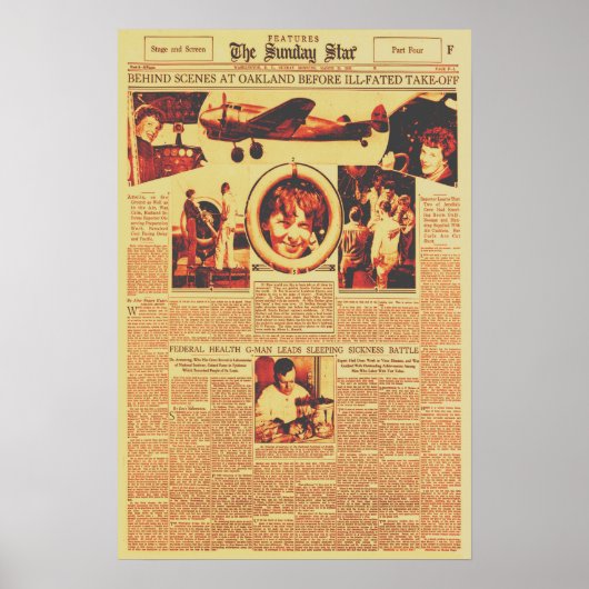 Poster Amelia Earhart avant le tour du monde Vol 1937 (Devant)