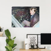 Poster Amelia Earhart Candid Airplane Cockpit Colorized   (Bureau à domicile)