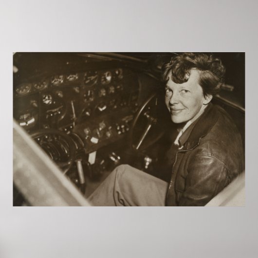 Poster Amelia Earhart Candid Avion Cockpit Photo 1937 (Devant)