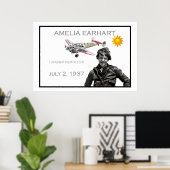 Poster Amelia Earhart et son avion Lockheed Electra (Bureau à domicile)