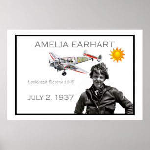 Poster Amelia Earhart et son avion Lockheed Electra