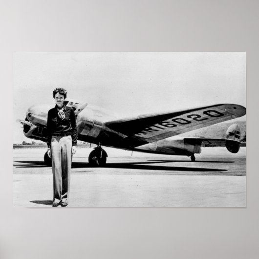 Poster Amelia Earhart Lockheed Electra C 1937 B & W Poste (Devant)
