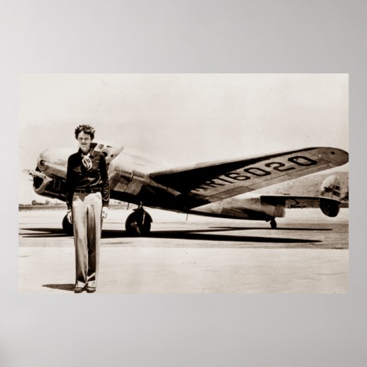 Poster Amelia Earhart Lockheed Electra C 1937 Sépia (Devant)
