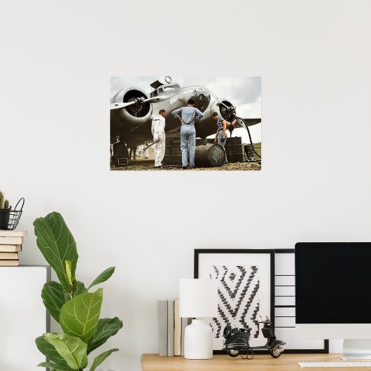 Poster Amelia Earhart Lockheed Model 10 Electra 1937 (Bureau à domicile)