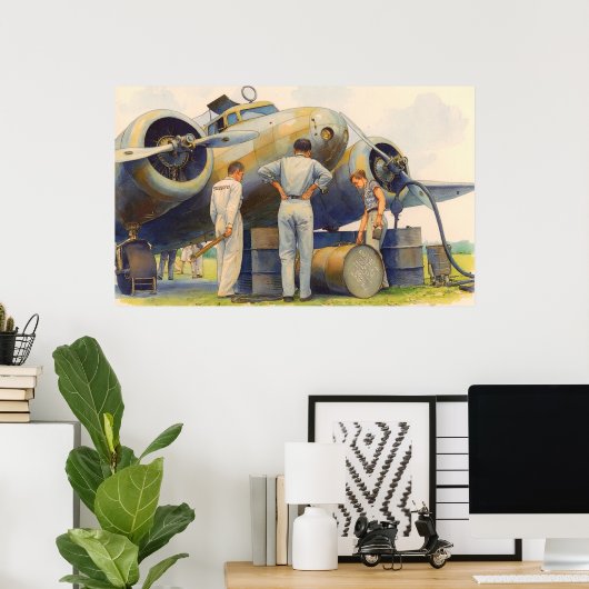 Poster Amelia Earhart Lockheed Model 10 Electra 1937 (Bureau à domicile)