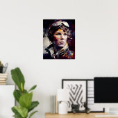 Poster Amelia Earhart peinture à l'huile originale Imprim (Bureau à domicile)