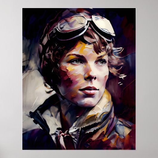Poster Amelia Earhart peinture à l'huile originale Imprim (Devant)