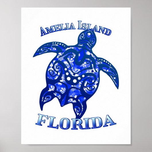 Poster Amelia Florida Vacances Tortue tribale (Devant)