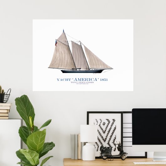 Poster america 1851, tasse d'amérique, tony fernandes (Bureau à domicile)