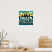 Poster America Boston City Skyline, Boston Ma Us Skyline (Cuisine)