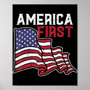 Poster America First US Flag Memorial Day 4 juillet Homme