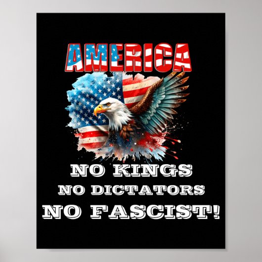 Poster America No Kings No Dictators No Fascist (Devant)