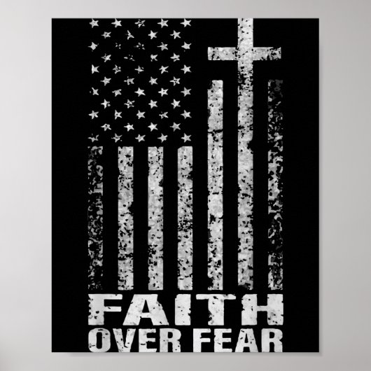 Poster America Pride Us Flag Faith Over Fear Christian Bi (Devant)