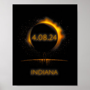Poster America Solar Eclipse - 4.08.24 Indiana Souvenir