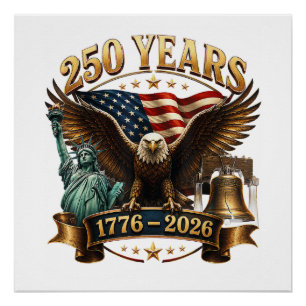 Poster Américain 250e anniversaire USA Patriotique 4 juil