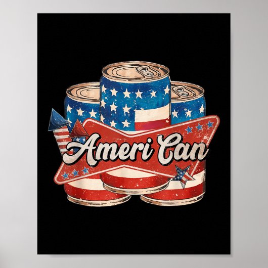 Poster Américain Ameri Can 4 juillet Rétro Usa Bière Patr (Devant)