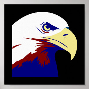 Poster Américain de rouge, blanc et bleu Eagle