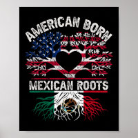 Américain Né Racines Mexicaines Drapeau Arbre Mexi
