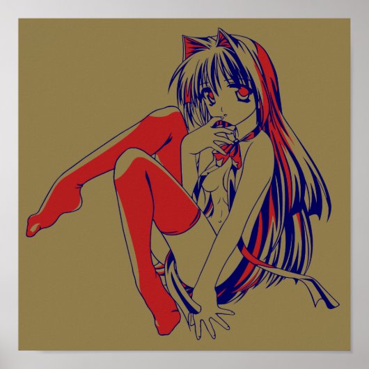 Poster Américain Neko Catgirl Furry Anime Loli Slave (Devant)