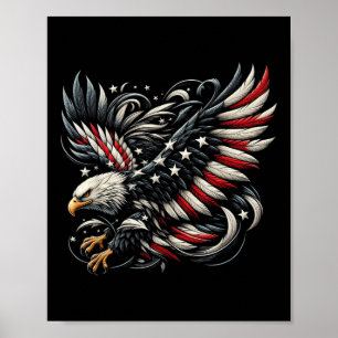 Poster Américain patriote avec aigle et drapeau américain