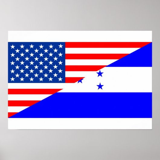 Poster américains honduras demi drapeau américain (Devant)