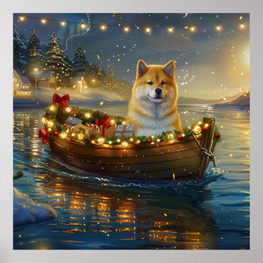 Poster American Akita Christmas Festive Voyage (Devant)
