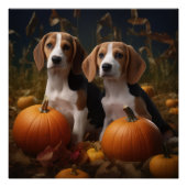 Poster American Anglais Foxhound Puppy Automne Delight (Devant)