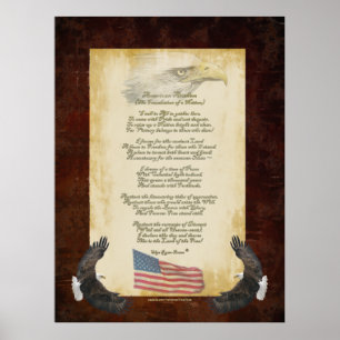 Poster "American Anthem" Patriotic Original Poem US Flag