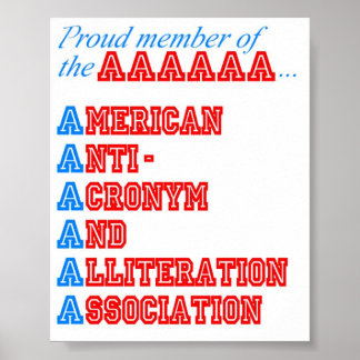 Poster American Anti-Acronyme And Allitation Association