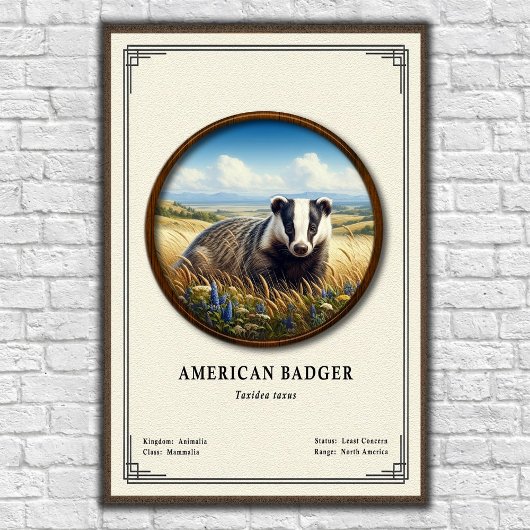 Poster American Badger Zoology Series
