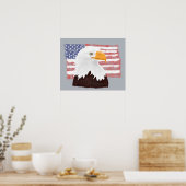 Poster American Bald Eagle and Flag - transparent sur gri (Cuisine)