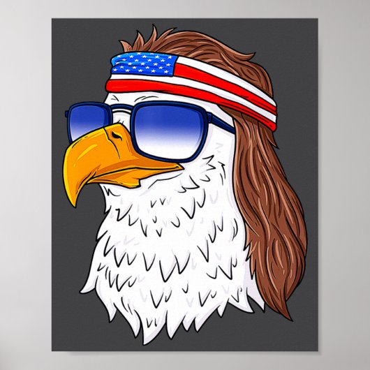 Poster American Bald Eagle Mullet 4th Of July Funny Usa  (Devant)