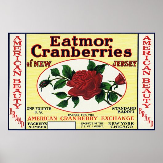 Poster American Beauty Eatmor Cranberries Marque Étiquett (Devant)