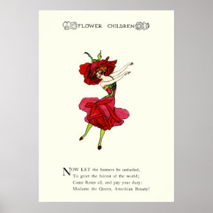 Poster American Beauty Rose, Whimsical Flowers Livre Art