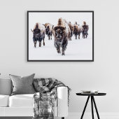 Poster American Bison Herd'art de la muraille de neige
