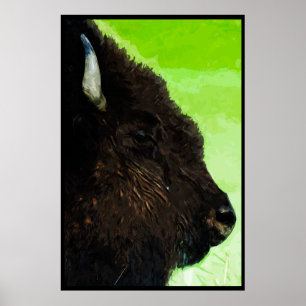 Poster American Bison Portrait Impressionnisme Abstrait